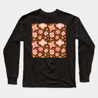 Pink Abstract Floral Pattern Long Sleeve T-Shirt